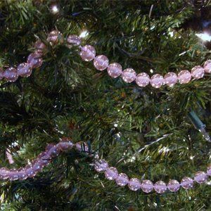 Set of 4 Pink Christmas Tree Beaded Garland Strands 32 feet 8 ft ea. crafts